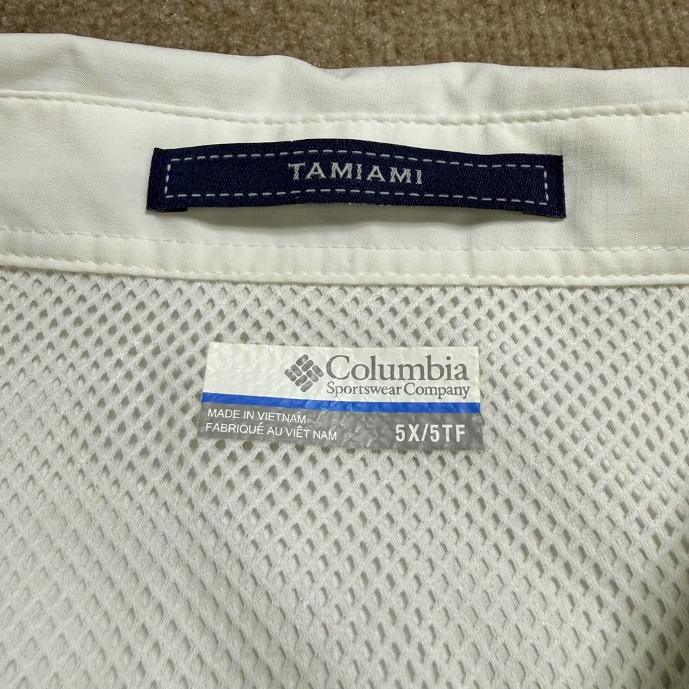 Columbia Mens PFG Tamiami White Long Sleeve Fishing Shirt 5X FS7253 Omni-Shade - Picture 3 of 12